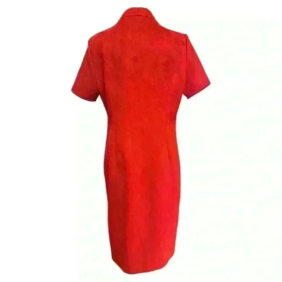 TAHARI RED Madeline Sueded Scuba Dress full front zipper Size 14 NWT - Picture 6 of 12